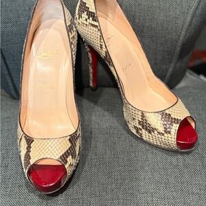 Authentic Christian Louboutin Snakeskin Peep-Toe Heels